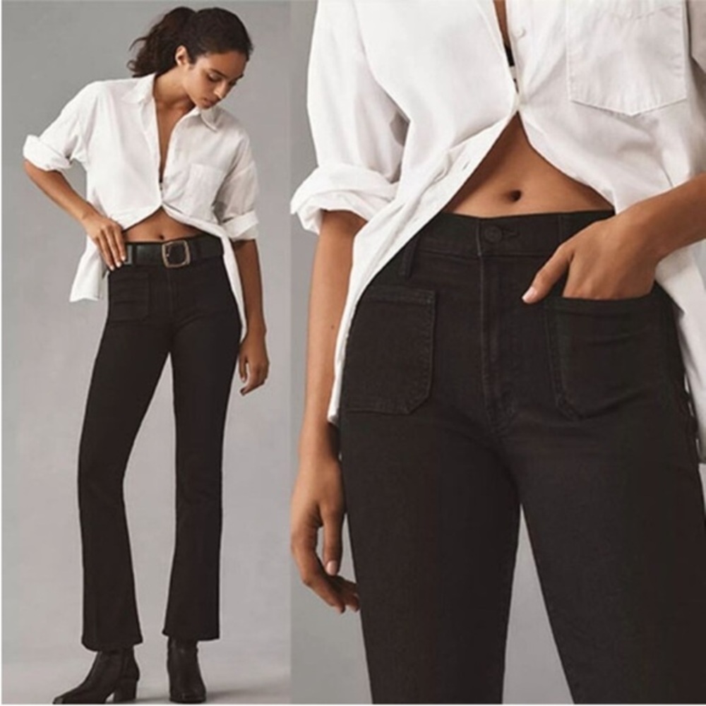 Mother Jeans The Patch Pocket Insider Ankle in Pitch